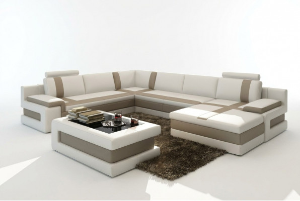 Ledercouch Sofa Wunnlandschaft U-Form Design Modern Sofa Ecksofaen
