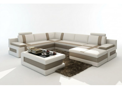 Ledercouch Sofa Wunnlandschaft U-Form Design Modern Sofa Ecksofaen