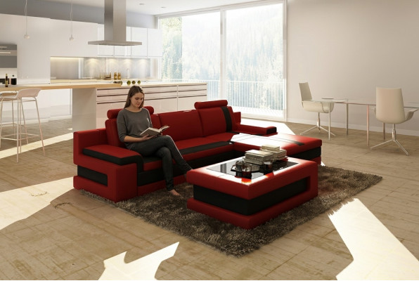 Ledercouch Canapé Wunnlanschaft L Form Design Modern Canapé Eckcanapéen