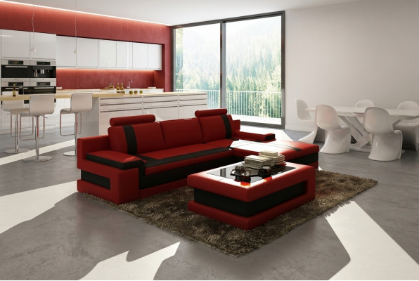 Ledercouch Canapé Wunnlanschaft L Form Design Modern Canapé Eckcanapéen