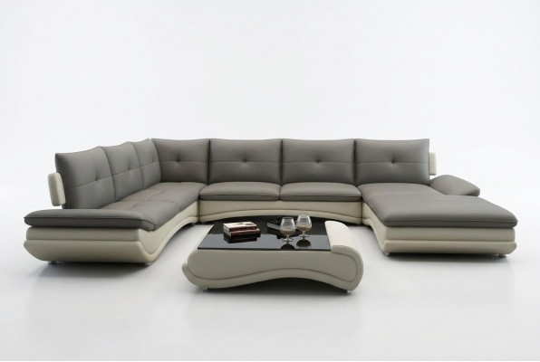 Ledersofa XXL U Form Wunnzëmmer Couch Sofa Grouss Ledercouch Sofas
