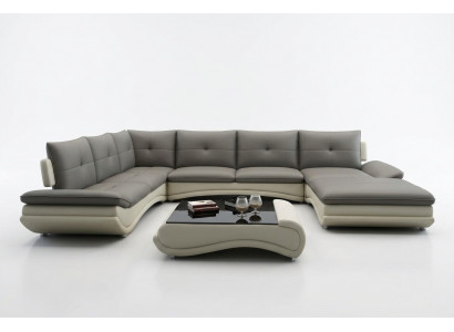 Ledersofa XXL U Form Wunnzëmmer Couch Sofa Grouss Ledercouch Sofas