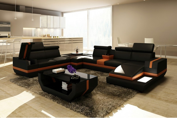 Ledercouch Sofa Wunnlandschaft U-Form Design Modern Sofa Ecksofaen Design 5099