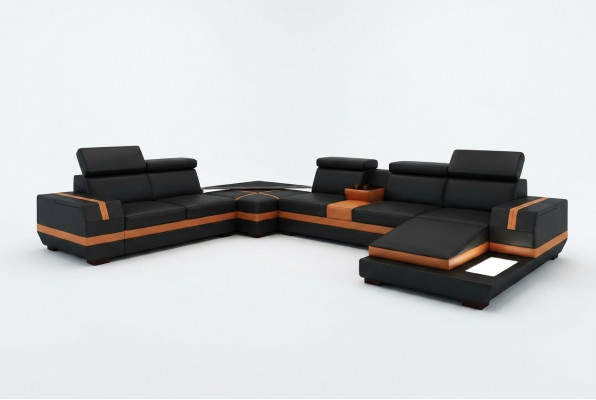 Ledercouch Sofa Wunnlandschaft U-Form Design Modern Sofa Ecksofaen Design 5099