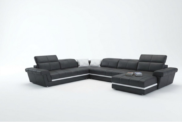 Ledercouch Couch Wohnlandschaft U-Form Design Modern Sofacen Couchen