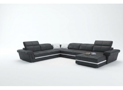 Ledercouch Couch Wohnlandschaft U-Form Design Modern Sofacen Couchen