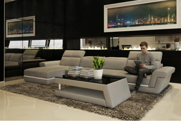 Ledercouch Wolllandschaft L-Form Design Modern Couch 5136B Couches