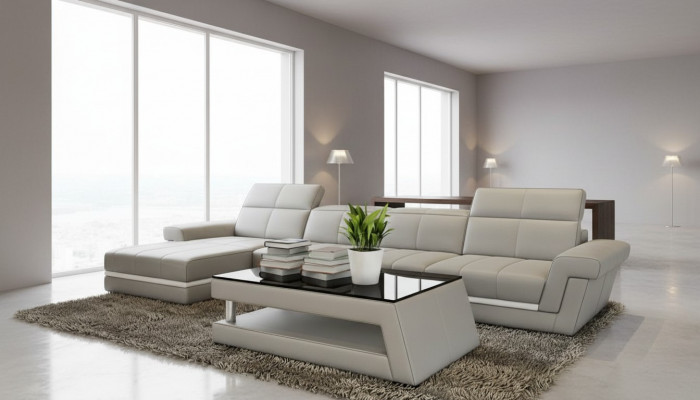 Ledercouch Wolllandschaft L-Form Design Modern Couch 5136B Couches