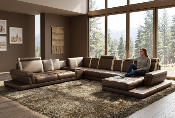 Léadersofa Sofa Canapé Polster Wunnlandschaft Designer Léadersofa