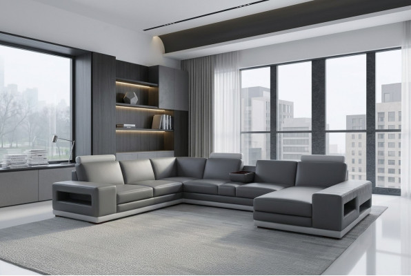 Lieder Canapé Couch Wunnlandschaft U-Form Design Modern Canapé 5154
