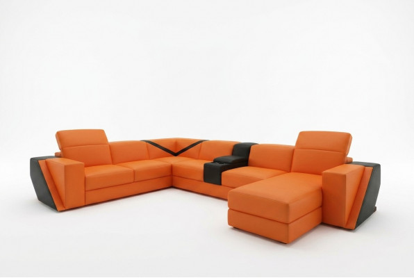 Ledersofa Sofa Canapé Polser Wunnlandschaft Designer Ledersofa U-Form