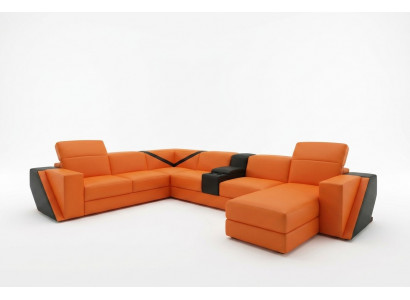 Ledersofa Sofa Canapé Polser Wunnlandschaft Designer Ledersofa U-Form