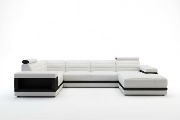 Ledersofa Couch Wunnlandschafte Ecksofa U-Form Design Modern Sofa