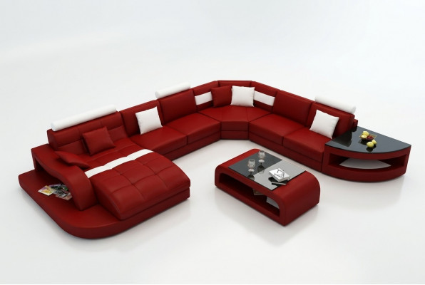 Luxus Designer Ecksofa Ledersofa Canapé Polstersëtzung Wunnlandschaft Lieder