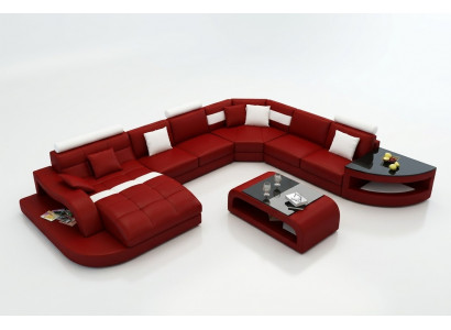 Luxus Designer Ecksofa Ledersofa Canapé Polstersëtzung Wunnlandschaft Lieder