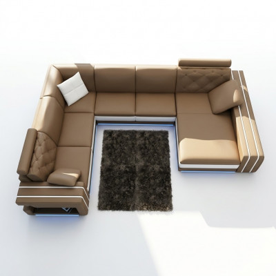 XXL Grouss Wunnzëmmer Sofa Ecksofa Eck Couch Sëtz Garnitur Lieder Sofas