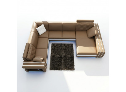XXL Grouss Wunnzëmmer Sofa Ecksofa Eck Couch Sëtz Garnitur Lieder Sofas