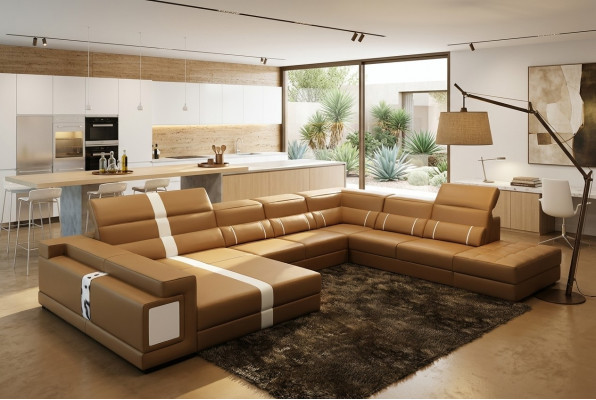 Luxus Wunnlandschaft Ecksofaa Sofa Canapé Polster Lieder Sëtz U Form