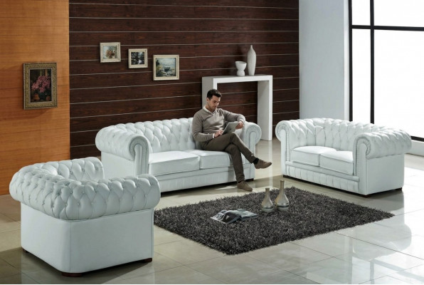Chesterfield Sofagarnitur Klassesch Wunnzëmmer Couch Sofa Set Polstersaatz