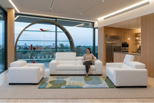 Modern Multifunktiounscouch Sofa Polster Garnitur 3+2+1 Sëtz Lieder Set