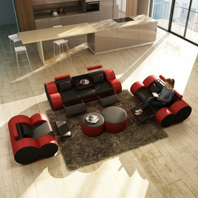 Modern Wunnzëmmer Couch Sëtz Polster Garnitur Sofas 3+2+1 Design