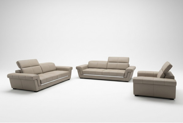 Designer Sofagarnitur Polster Ledersofa Canapé Set Kombinatioun 3+2+1