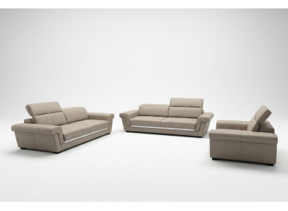 Designer Sofagarnitur Polster Ledersofa Canapé Set Kombinatioun 3+2+1