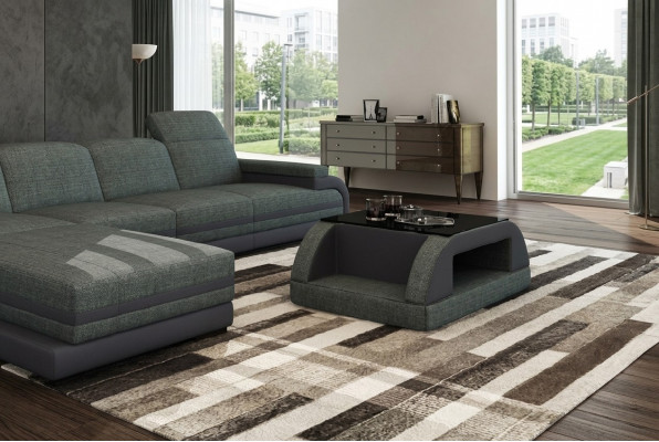 Modernt Designer-Dësch Couchtisch Glastisch Bäistell-Sofa Dëscher Wunnzëmmer