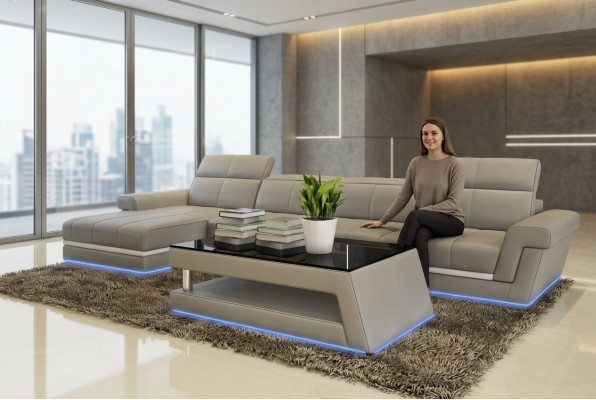 Modernt Designer Glasdësch Niewendësch Sofa Dëscher Wunnzëmmer Dësch Couchtësch