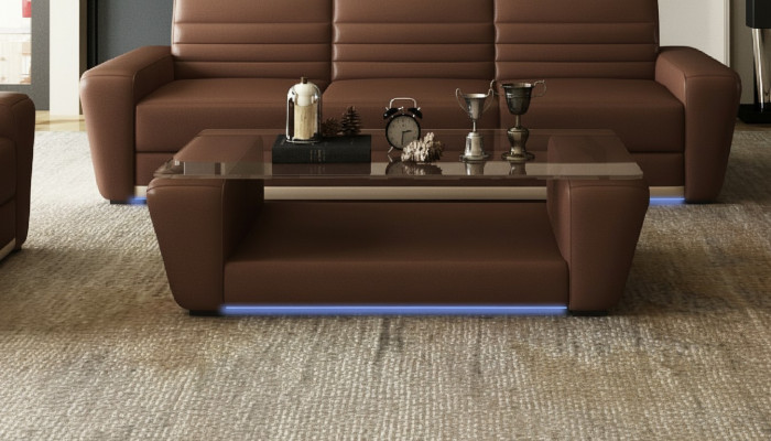 Modernt Designer Glasdësch Niewendësch Wunnzëmmer Dësch Couchtisch Sofa