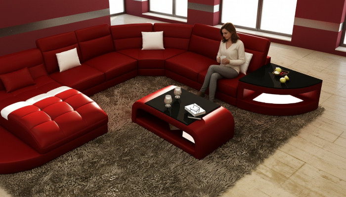 Design Couchtisch Glastisch Dëscher Polster Dësch Wunnzëmmer Miwwelen Niewendësch