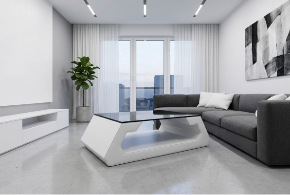Sofadësch Design Wunnzëmmer Glas Lieder Canapé Sofadësch Bäisteel Kaffi