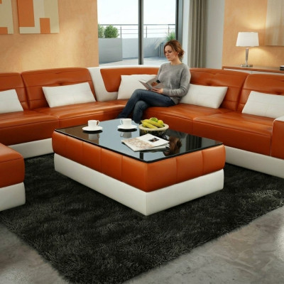 Sofadësch Design Dësch Wunnzëmmer Glas Lieder Canapé Sofa Bäistell Kaffi