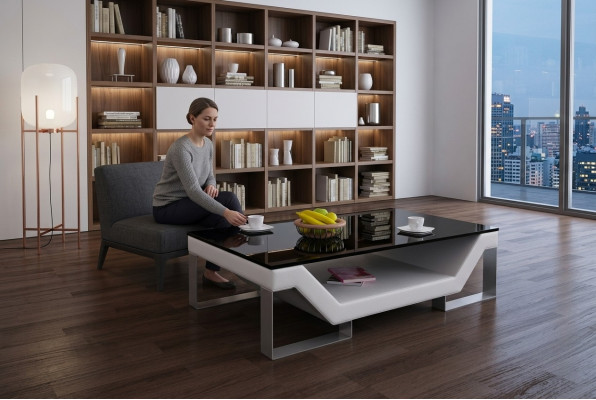 Glasdesign-Couchtisch Wunnzëmmer Lieder Canapé Beistelltësch Kaffi