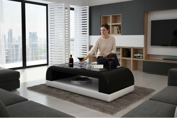 Soffatbesch Glas Design Kaffisdësch Wunnzëmmer Lieder Canapé Niewendësch Sofa