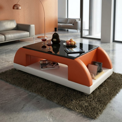 Modern Sofa Polster Lieder Dësch Wunnzëmmer Bäitstell Glas Dëscher Kaffi