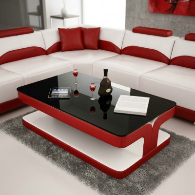 Sofadësch Design Wunnzëmmer Lieder Kaffi Glas Couch Polster Bäistell.