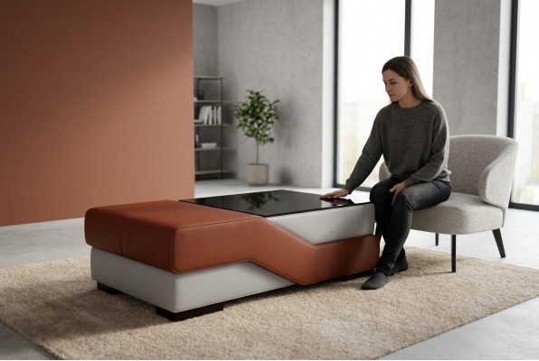 Designer Glasdësch Dësch Polster Modern Wunnzëmmer Lieder Canapé Sofa