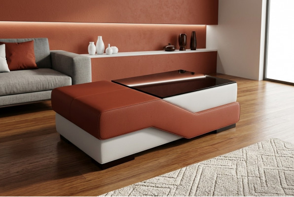 Designer Glasdësch Dësch Polster Modern Wunnzëmmer Lieder Canapé Sofa