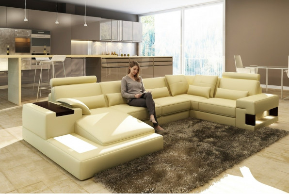 Moderne Designer Ecksofa U-Form Wunnlandschaft Couche Sofaen Polster.
