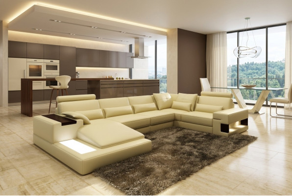 Moderne Designer Ecksofa U-Form Wunnlandschaft Couche Sofaen Polster.