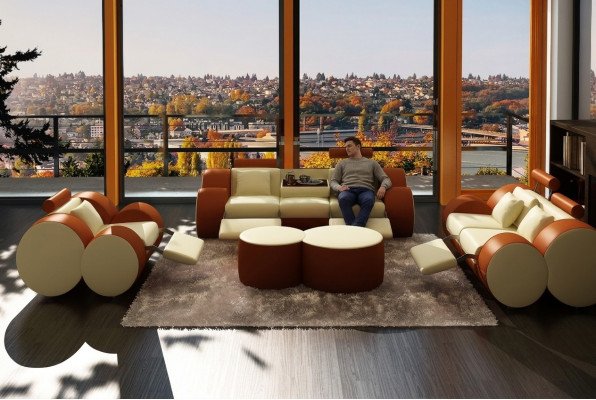 Designer Polster Sofagarnitur Set XXL Liederstull Couch 3+2+1 Modern Sofa Canapéen