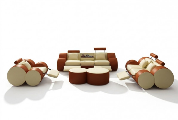 Designer Polster Sofagarnitur Set XXL Liederstull Couch 3+2+1 Modern Sofa Canapéen
