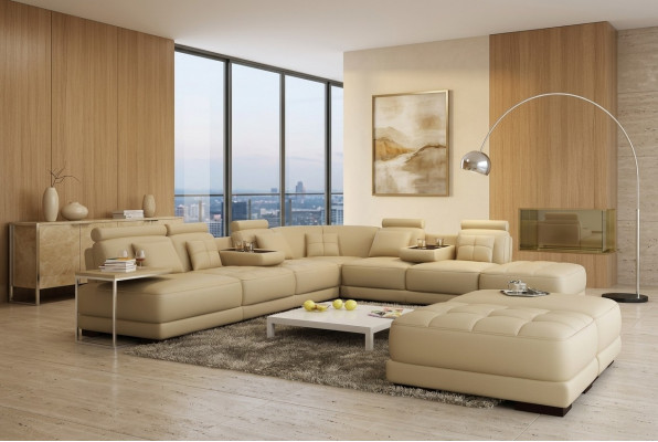 Grousst Sofa Ledersofa Canapé Wunnlandschaft L-Form Polsterset Eckssofa