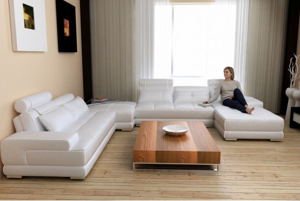 Modern Design Polstersëtzer Wunnlandschaft Ledersofa Sofa Kanapé Sëtz