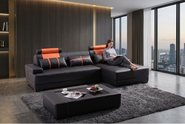Designer Polstersofa aus Lieder, L-förmeg Couche, modern Sofaen, Couchen.