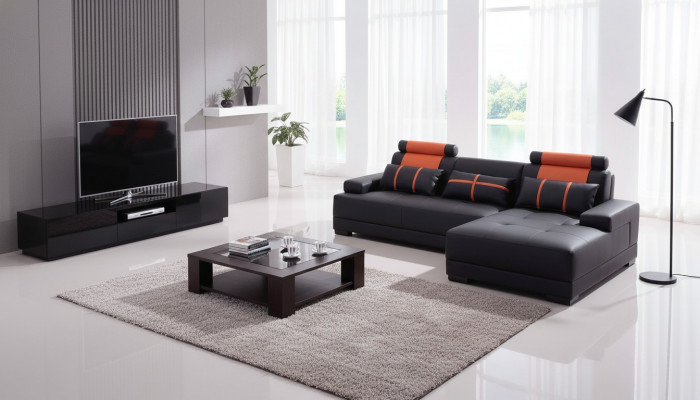 Designer Polstersofa aus Lieder, L-förmeg Couche, modern Sofaen, Couchen.
