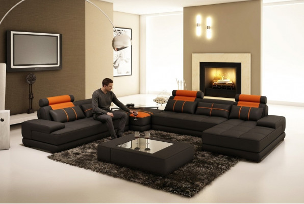 Designer Polstersuedelieder Sofa Couch U-Form Modern Sofa Wunnlandschaft