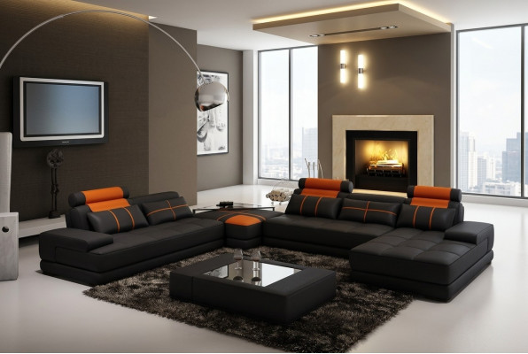Designer Polstersuedelieder Sofa Couch U-Form Modern Sofa Wunnlandschaft