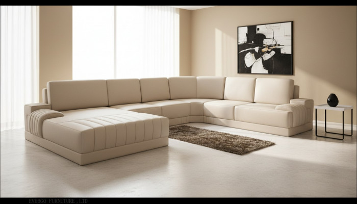 Designer Polster Ledersofa Couch U-Form Modern Wunnlandschaft U-Form